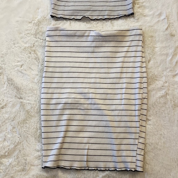 Fashion Nova Black & White Striped Skirt Set - Picture 7 of 8